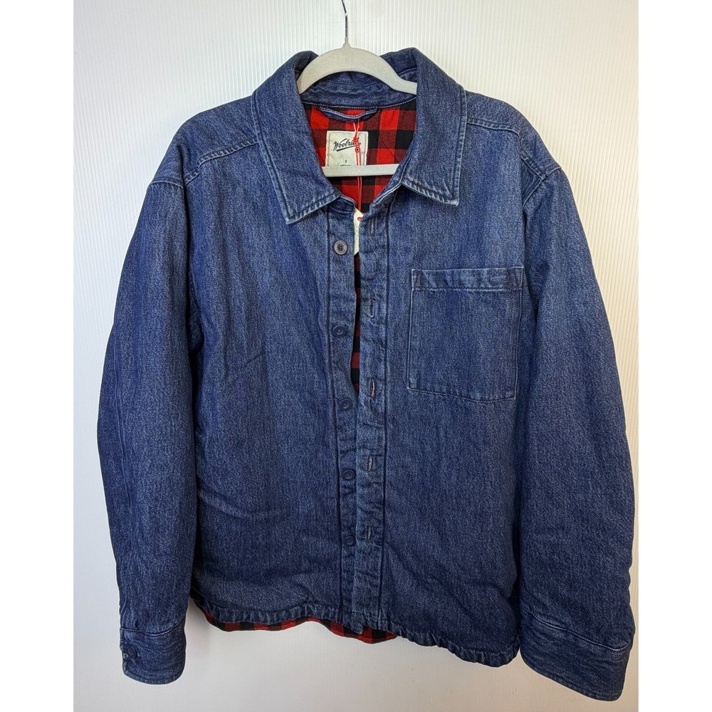 Woolrich x Target Mens S Denim Shacket Buffalo Plaid Lined Jean Jacket Workwear